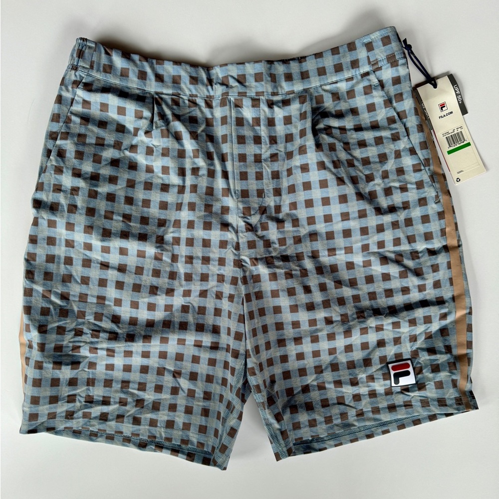 Mens’a Fila Checkered Blue and Brown Tennis/Pickleball Shorts. Size L